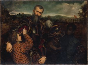 2ページの鎧を着た男の肖像 作： Paris Bordone