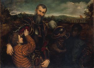 2ページの鎧を着た男の肖像 作： Paris Bordone