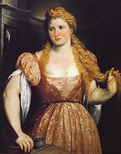 トイレの若い女性の肖像 - パリス・ボルドン（ボルドン）（1500-1571）。1550年頃、キャンバスに油彩。サイズ：102x81cmヴィエンヌ美術史博物館 作： Paris Bordone