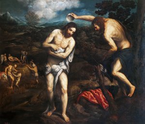 キリストの洗礼、1548-1551年。 作： Paris Bordone