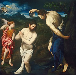 キリストのバプテスマ、c。 15351540。 作： Paris Bordone