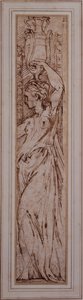 左の横顔のカネフォロス (紙にペン、インク、ウォッシュ) 作： Parmigianino