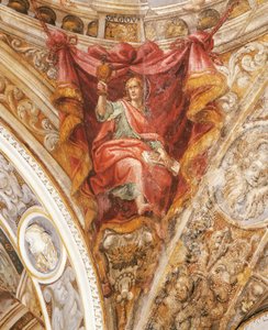 フランチェスコ・マッツォーラ（パルミジャニーノ）（1503-1540）によるポワチエの聖ヒラリー、パルマのサン・ジョヴァンニ・エヴァンゲリスタ教会のフレスコ画 作： Parmigianino