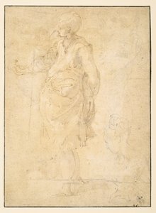 着衣の女性像と女性の頭 作： Parmigianino