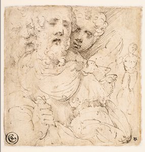 顔と立像の習作（裏） 作： Parmigianino