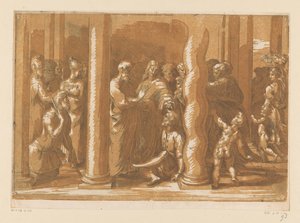 足の不自由な人を癒す聖ペテロと聖ヨハネ 作： Parmigianino (attributed to)