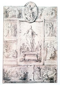 構成スケッチ、c1513-1540 作： Parmigianino