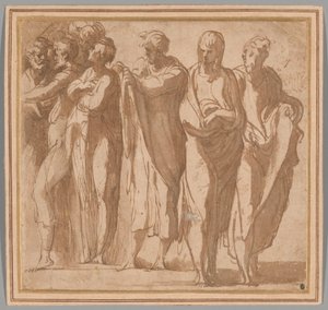 9人の立ち姿のグループ 作： Parmigianino