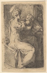 マドンナと子供、16世紀。 作： Parmigianino