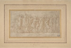 勝利の後に祝うローマまたはギリシャの戦士、1503-40。 作： Parmigianino