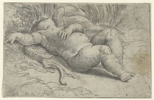 眠るキューピッド 作： Parmigianino