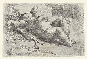 眠るキューピッド 作： Parmigianino