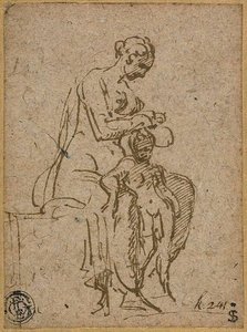 子供の消毒をする女性 作： Parmigianino