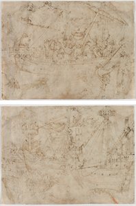 Navicella (reto) 船の 2 つの図面 (verso) 作： Parri Spinelli