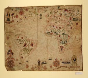 大西洋と隣接する大陸のポルトラン海図 作： Pascoal Roiz