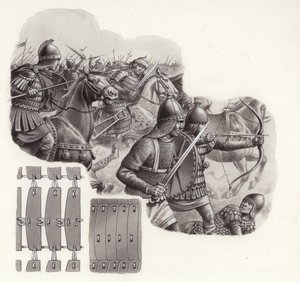 中世ペルシアのハリフの軍隊（グワッシュ、紙）
