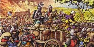 1359年、バル＝シュル＝セーヌの町を焼く（紙にグワッシュ）