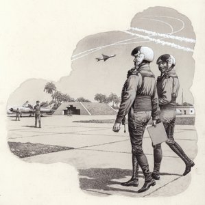 イラキ空軍のハンガー（紙にグワッシュ）