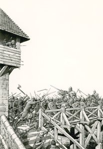 ノルマン・コンクエスト：テムズ川を進む軍隊（紙にグワッシュ）