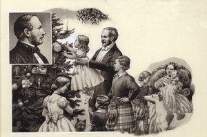 アルバート公と王室のクリスマスツリー（紙にグワッシュ）