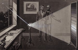 星の光がプリズムに当たり、虹色に分かれる（紙にグワッシュ） 作： Pat (1907-95) Nicolle