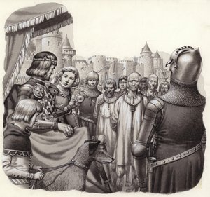 処刑されようとするカレーの6人の勇敢な町民（紙にグワッシュ） 作： パット (1907-95) ニコル