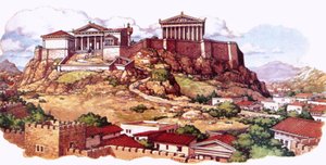 5世紀のアテネのアクロポリス（古代城塞）。