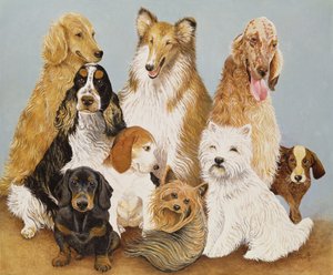 犬たちの夕食（油彩・キャンバス）