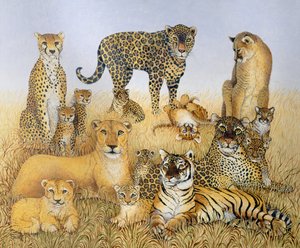 ビッグ・キャッツ（アクリル、キャラコ） 作： パット・スコット