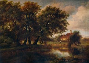1830年、ハローに向かってブレントの古いコテージ 作： Patrick Nasmyth