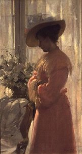 ピンクのインテリアの女性 作： Patrick William Adam
