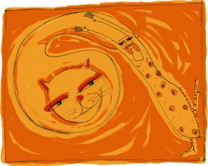 ストレガ・デル・チェザール（キエーザレ）：猫に変身して男を偵察する魔女。イラスト：Patrizia La Porta。