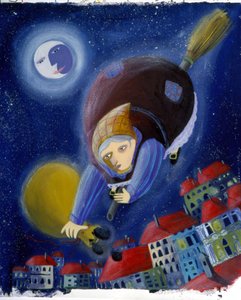箒に乗った "ベファーナ"-イラスト：パトリツィア・ラ・ポルタ 作： Patrizia La Porta