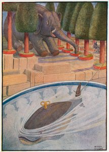 A baleia começou a puxar e o elefante começou a puxar (lito colorido)
