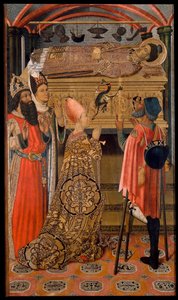エウドクシア王女 (408-460) 聖ステパノの墓の前 - 聖スティーブンの墓の前のエウドクシア王女 - ヴェルゴス家の絵画 (15 世紀後半に活動) - c. 1495 - テンペラ、パネル - 192.3x114 - Museu Nacional d