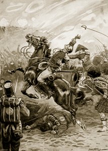 エドワード・パケナム卿の死、アーチボルド・フォーブス、G.A.ヘンティ、アーサー・グリフィス少佐による「Battles of the Nineteenth Century」のイラスト（リトグラフ版 作： Paul (after) Hardy