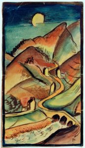 夜行性の山の風景 作： Paul Adolf Seehaus
