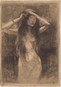 髪を梳く裸の少女、1887年。