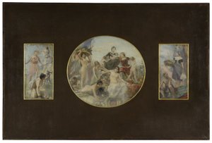 パリ市立美術館の食堂のスケッチ：ラ・シャス。ラ・ボンダンスラ・ペッシュ、1891-1892年（油彩・キャンバス（甲冑） 作： Paul Alexander Alfred Leroy