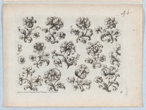 小さな花のモチーフのシリーズ、プレート 6、ca. 1670～85年頃。 1670-85。 作： Paul Androuet Du Cerceau