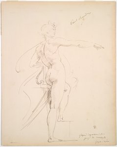 マルシュアスのためのアポロンの習作 (直訳); 横顔の顔 (裏面) 作： Paul Baudry