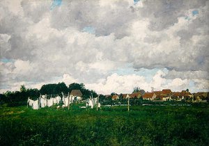 メクレンブルク州、シュヴァンの小さな町を中心とした風景。 作： Paul Baum