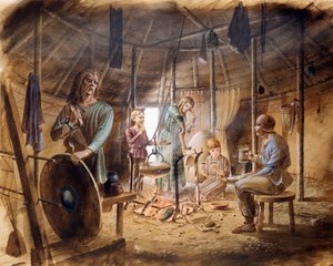 鉄器時代の家の中、紀元前 5 世紀、1990～2010 年頃