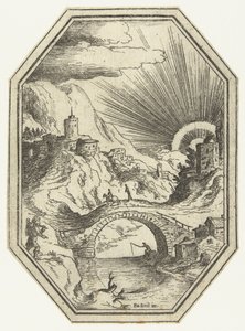 八角枠に石橋のある風景 八角の風景（連載タイトル） 作： Paul Bril