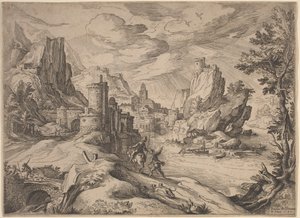 旅人のいる川の風景 作： Paul Bril
