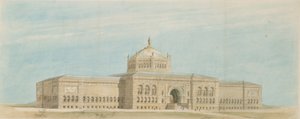 世界のコロンビア博覧会美術博物館、シカゴ、イリノイ州、パースペクティブ、c。 1890-1891。 作： Paul C. Lautrup