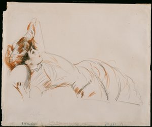 エレガントな女性のリクライニング 作： Paul Cesar Helleu