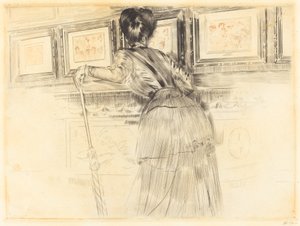 ルーヴルのヴァトーの前で 作： Paul Cesar Helleu