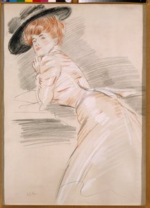 帽子をかぶったマダム・ヘリュー 作： Paul Cesar Helleu