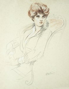 座っている女性の肖像 作： Paul Cesar Helleu